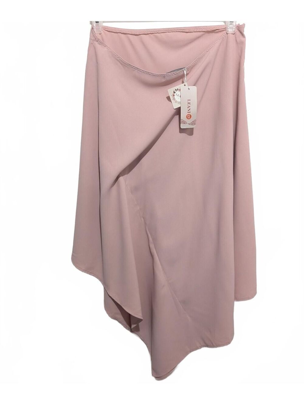 Leani asymmetric draped midi skirt light pink nwt